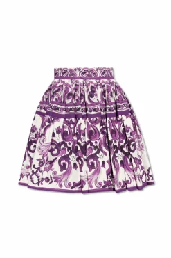 Dolce & Gabbana PURPLE Skirt with 'Majolica' print