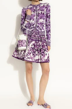 Dolce & Gabbana PURPLE Skirt with 'Majolica' print