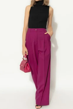 Dolce & Gabbana PURPLE Wool pants with crease