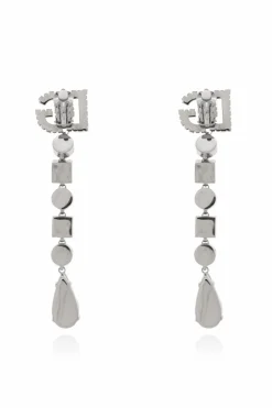Dolce & Gabbana SILVER Long earrings with shimmering crystals