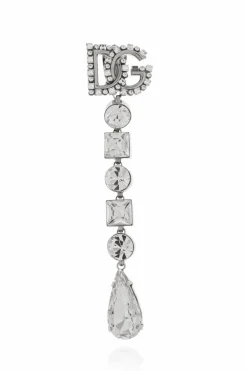 Dolce & Gabbana SILVER Long earrings with shimmering crystals