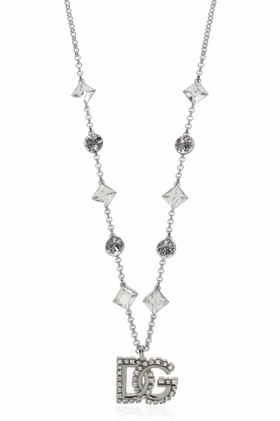 Dolce & Gabbana SILVER Necklace with shimmering crystals