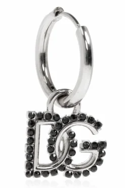 Dolce & Gabbana SILVER Single earring with a logo-shaped pendant