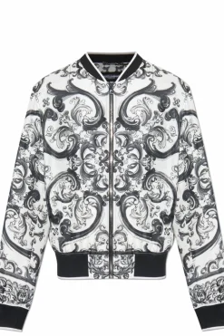 Dolce & Gabbana WHITE Bomber jacket with "Majolica" print