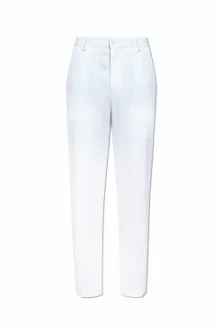 Dolce & Gabbana WHITE Cotton trousers with embroidered logo