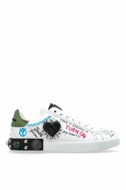 Dolce & Gabbana WHITE "Portofino" sneakers with applications