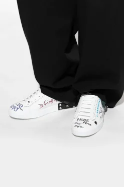Dolce & Gabbana WHITE "Portofino" sneakers with applications