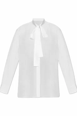 Dolce & Gabbana WHITE Silk blouse with decorative tie at the neckline