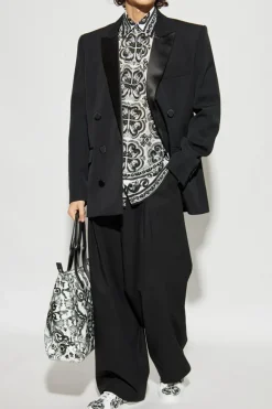 Dolce & Gabbana WHITE Silk shirt with "Majolica" print