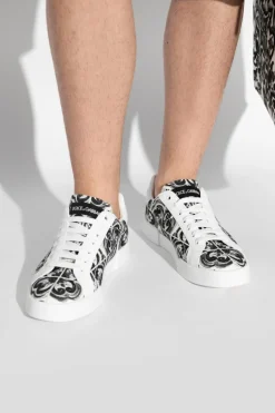 Dolce & Gabbana WHITE Sports shoes with "Majolica" print