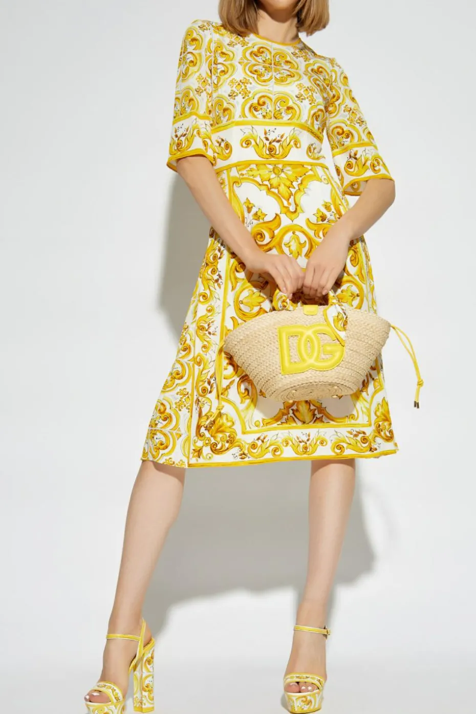 Dolce & Gabbana YELLOW Dress with 'Majolica' print