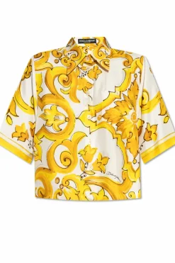 Dolce & Gabbana YELLOW Shirt with 'Majolica' Print