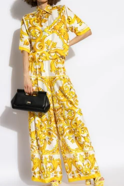 Dolce & Gabbana YELLOW Shirt with 'Majolica' Print