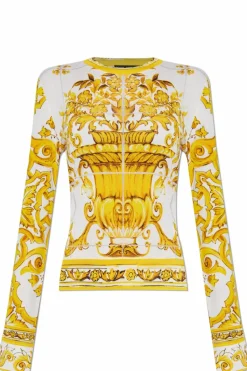 Dolce & Gabbana YELLOW Sweater with 'Majolica' print
