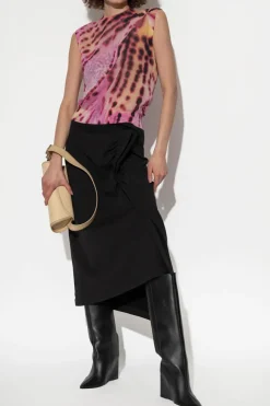 Dries Van Noten BLACK Asymmetric skirt with draping