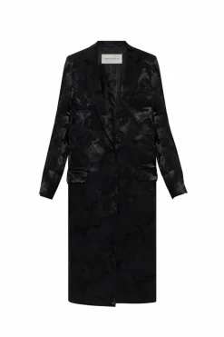 Dries Van Noten BLACK Coat with decorative finish