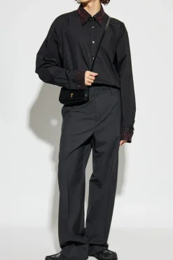 Dries Van Noten BLACK Shirt with decorative collar