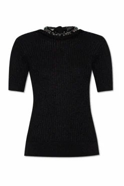 Dries Van Noten BLACK Top with shimmering appliqués