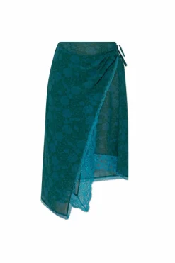 Dries Van Noten BLUE Skirt with lace trim
