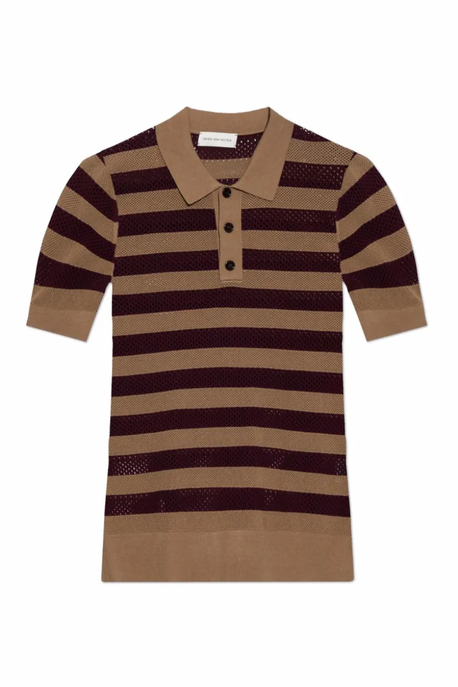 Dries Van Noten BROWN Polo with stripe pattern
