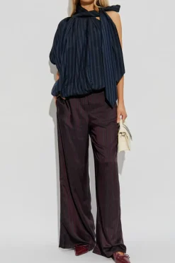 Dries Van Noten BURGUNDY Striped pants