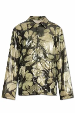 Dries Van Noten GREEN Jacket Vorrie with shimmering finish
