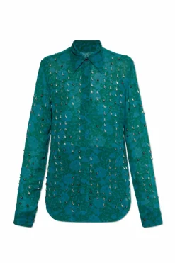 Dries Van Noten GREEN Shirt with appliqués