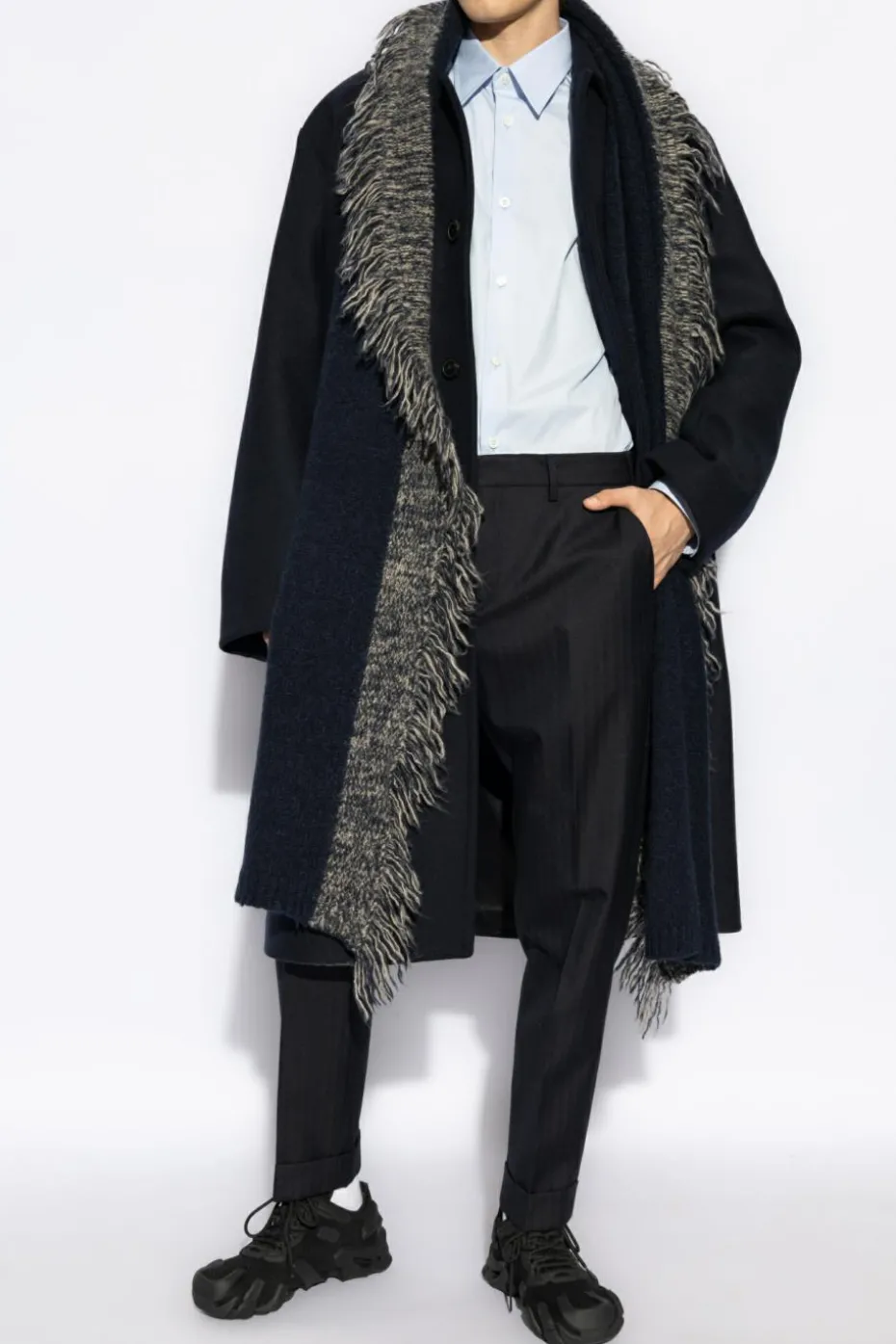 Dries Van Noten NAVY BLUE Wool trousers with a houndstooth pattern