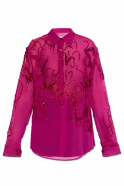 Dries Van Noten PINK Shirt with sequin pattern