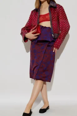 Dries Van Noten PURPLE Skirt with floral motif