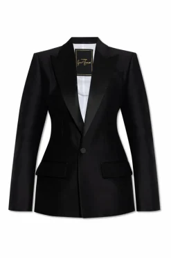 Dsquared2 BLACK Blazer with satin inserts