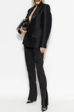 Dsquared2 BLACK Blazer with satin inserts
