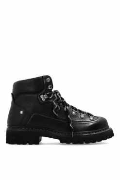Dsquared2 BLACK āCanadianā leather ankle boots