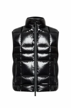 Dsquared2 BLACK Down gilet with stand-up collar