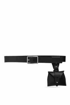 Dsquared2 BLACK Leather belt with detachable pouch