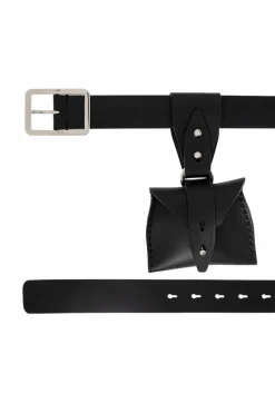 Dsquared2 BLACK Leather belt with detachable pouch