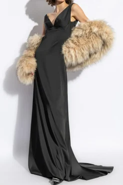 Dsquared2 BLACK Satin slip dress