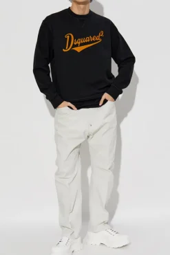 Dsquared2 BLACK Sweatshirt with velvet-finish logo