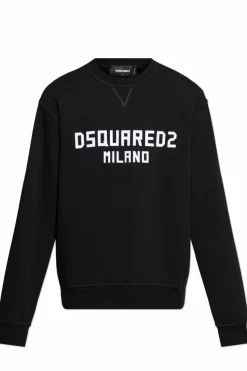 Dsquared2 BLACK Sweatshirt with logo and velvet finish