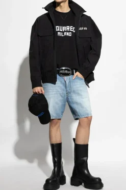 Dsquared2 BLACK Sweatshirt with logo and velvet finish
