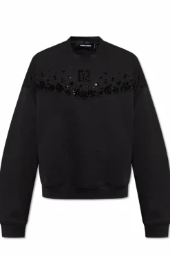 Dsquared2 BLACK Sweatshirt with crystals