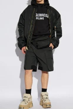 Dsquared2 BLACK Sweatshirt with logo and velvet finish