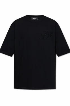 Dsquared2 BLACK T-shirt with shimmering crystals