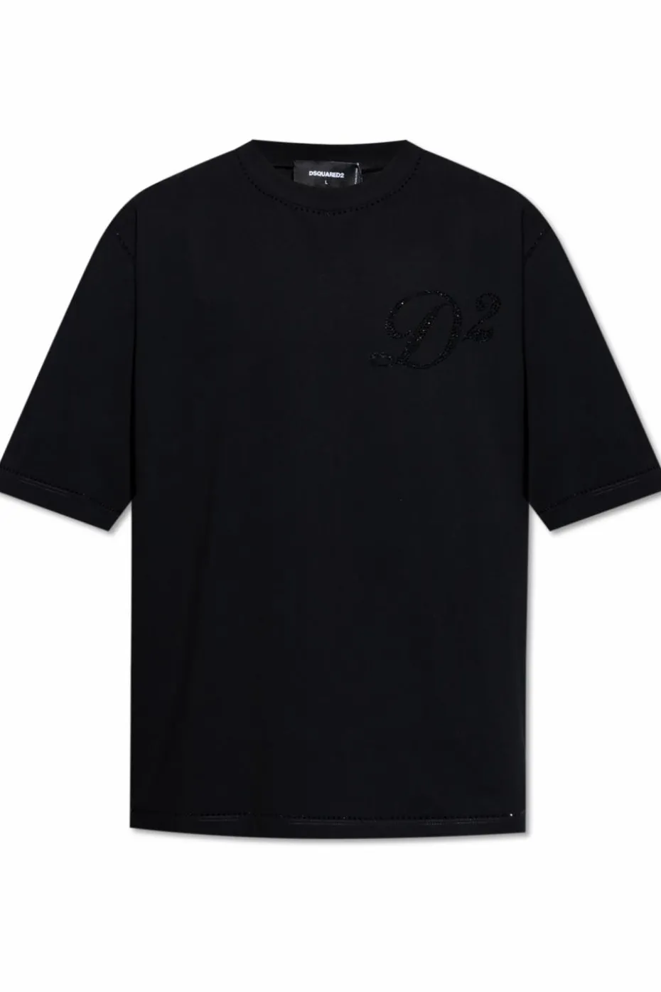 Dsquared2 BLACK T-shirt with shimmering crystals