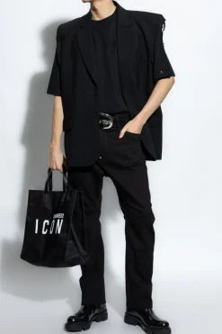 Dsquared2 BLACK T-shirt with shimmering crystals