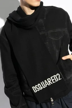 Dsquared2 BLACK Wool Scarf