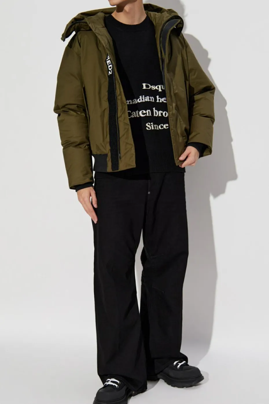 Dsquared2 BLACK Wool sweater with embroidered logo