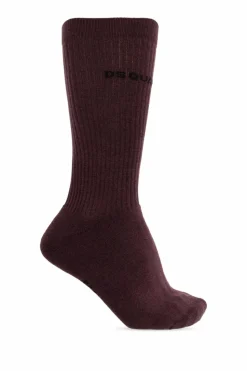 Dsquared2 BURGUNDY Socks with logo