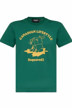 Dsquared2 GREEN T-shirt with print