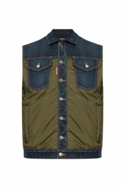 Dsquared2 GREEN Vest made of combined materials